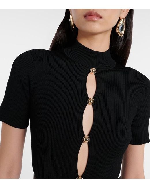 Self-Portrait Black Belted Keyhole Cutout Taffeta Midi Dress