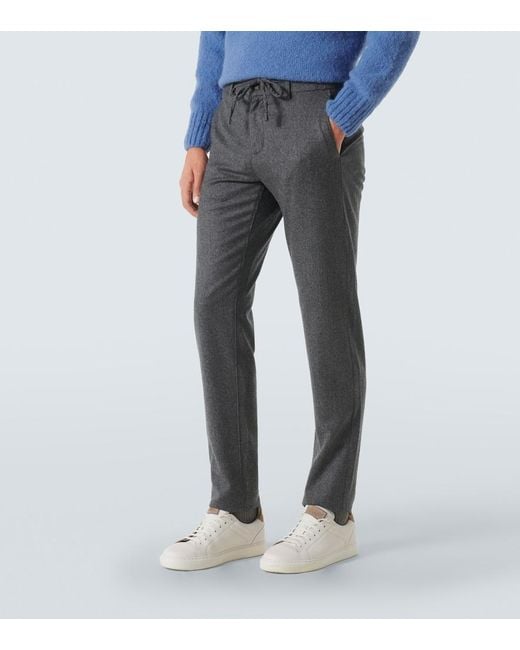 Canali Gray Wool Straight Pants for men