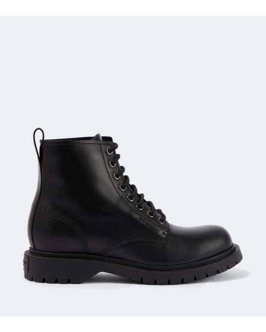 Givenchy Black Leather Lace-Up Boots for men