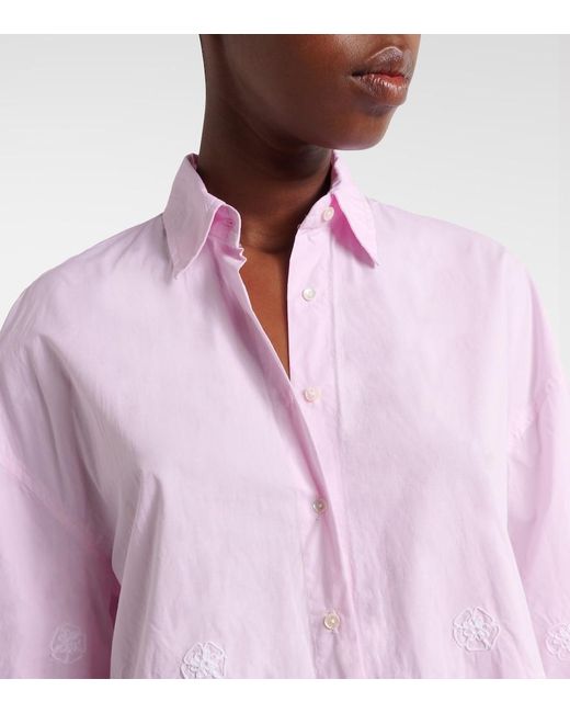 Juliet Dunn Pink Embroidered Cotton Poplin Shirt