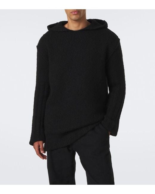 Rick Owens Black Hooded Cashmere And Silk Sweater for men