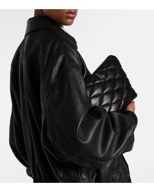 Saint Laurent Black Clutch Sade Aus Leder