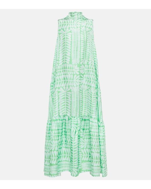 Asceno Green Oslo Silk Twill Maxi Dress