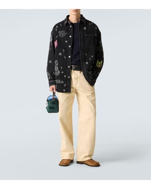Loewe X Louis Wain Bestickte Hemdjacke Aus Denim in Black für Herren