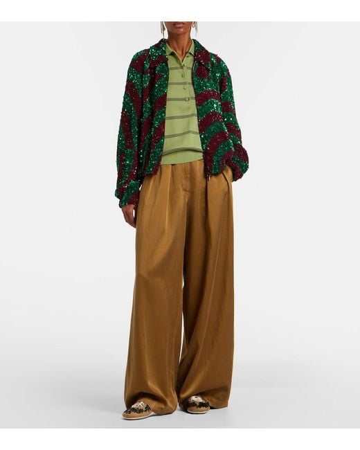 Dries Van Noten Brown Embellished Canvas Sneakers