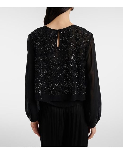 Velvet Black Marlowe Sequinned Sheer Top