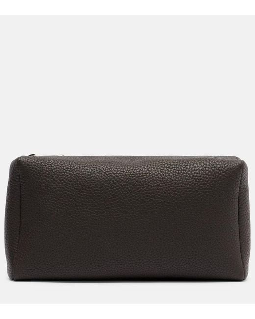 The Row Black Squared Compact Leather Clutch