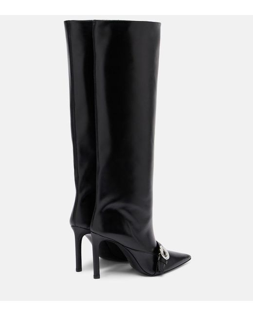 Coperni Black Logo Leather Knee-High Boots