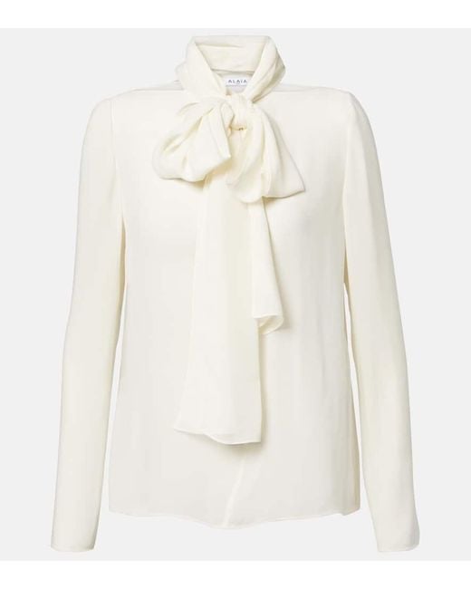 Alaïa White Schluppenbluse