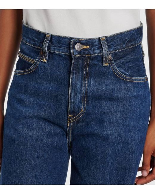 FRAME Blue High-Rise Wide-Leg Jeans The Cuffed Wide