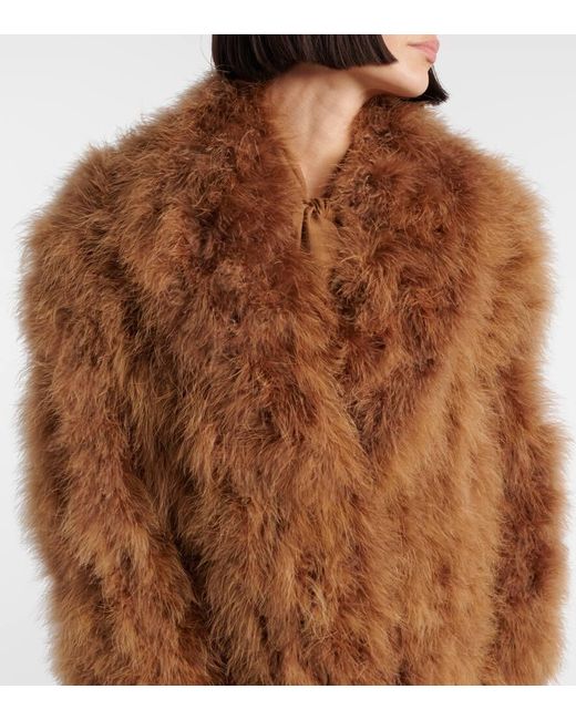 Yves Salomon Brown Mantel Aus Federn