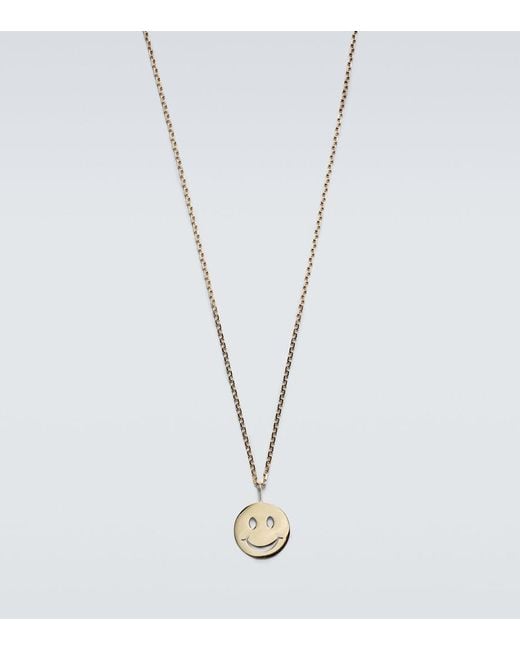 Sydney Evan White Happy Face 14Kt Charm Necklace for men