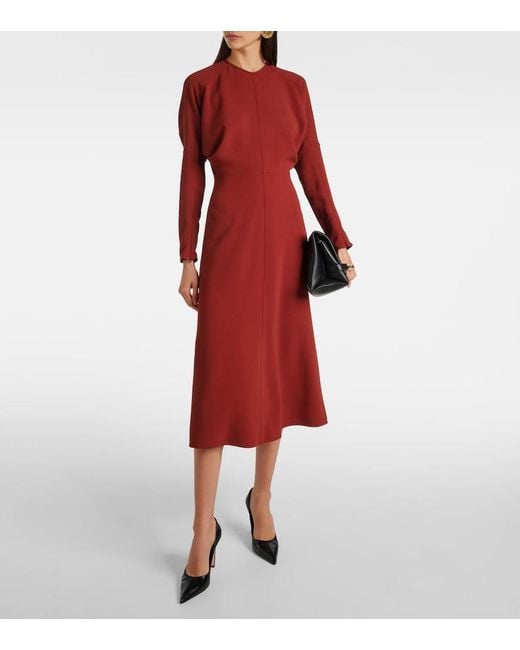 Victoria Beckham Red Dolman Cady Midi Dress