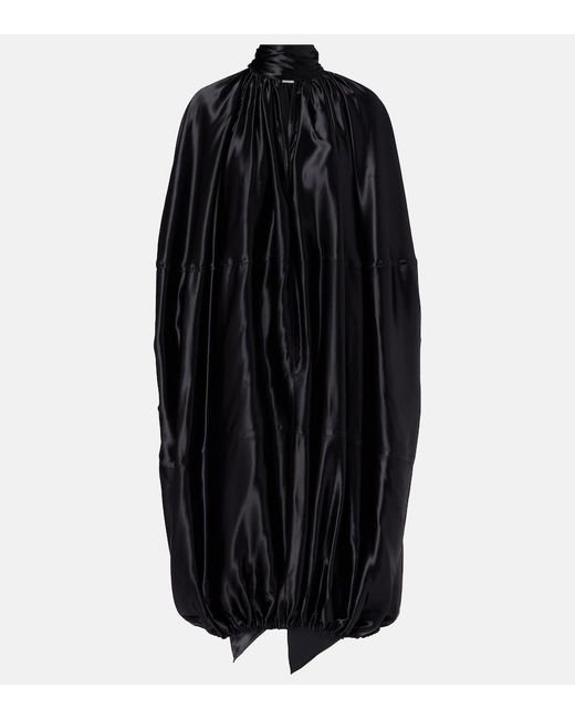 Ferragamo Black Satin Midi Dress
