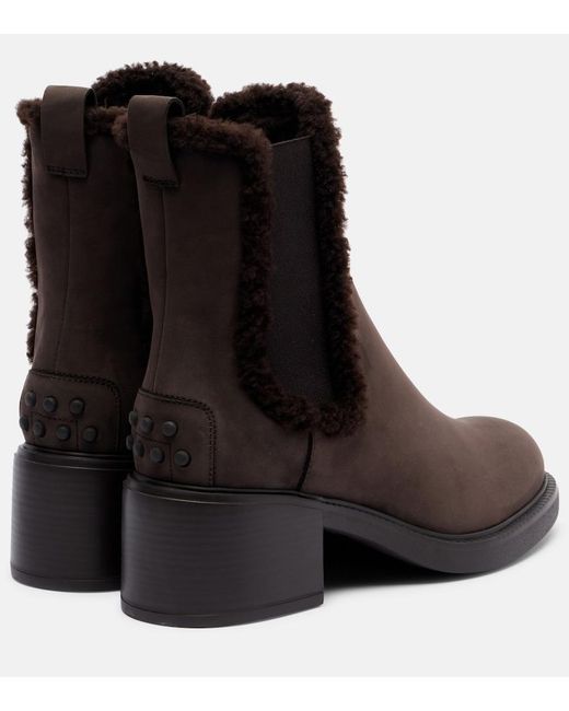 Tod's Brown Shearling-Lined Leather Chelsea Boots
