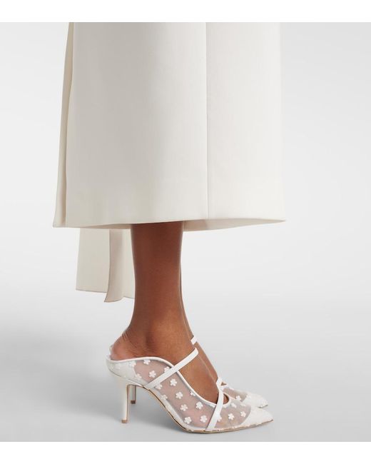 Malone Souliers White Maureen 70 Leather And Mesh Mules