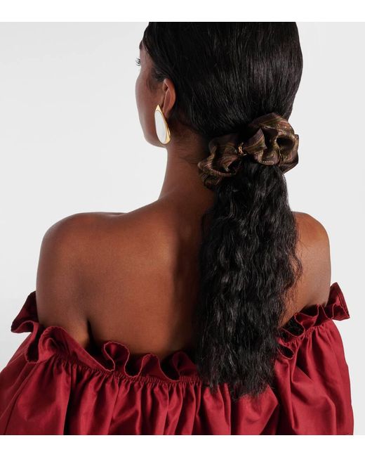 Saint Laurent Brown Paisley Silk Scrunchie