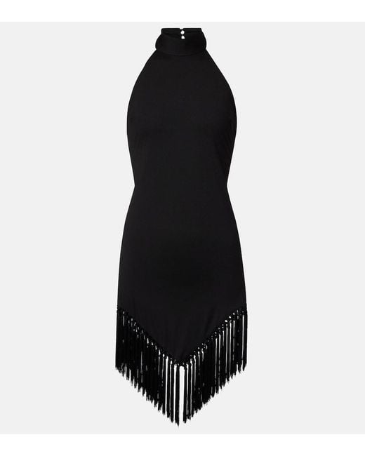 ‎Taller Marmo Black Ares Fringed Jersey Minidress