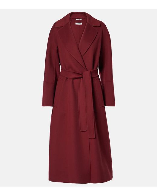 Max Mara Red Wool Wrap Coat