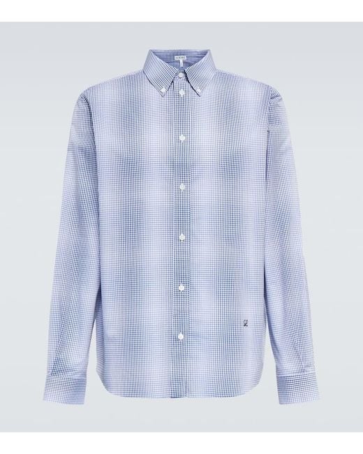 Loewe Blue Checked Cotton Poplin Shirt for men