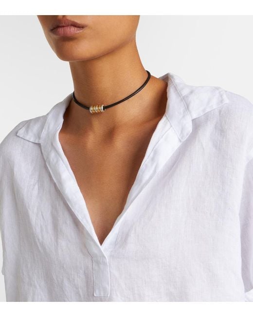 Velvet White Vivica Linen Top