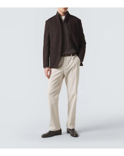 Agnona Gray Cashmere, Wool, And Silk Half-Zip Sweater for men