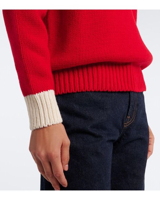 Polo Ralph Lauren Red Big Pony Intarsia Wool Polo Sweater