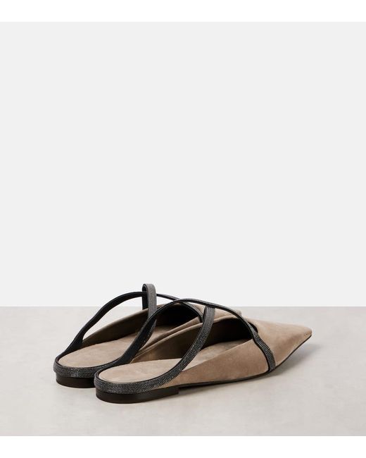 Brunello Cucinelli Brown Monili Suede Mules