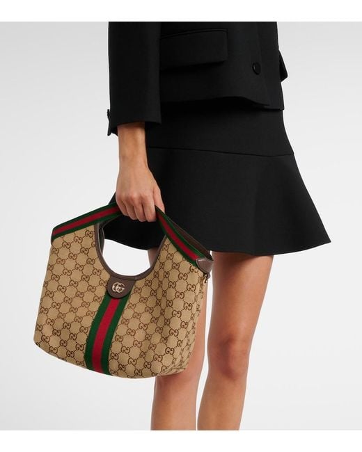 Gucci Brown Giglio Small Gg Canvas Tote Bag