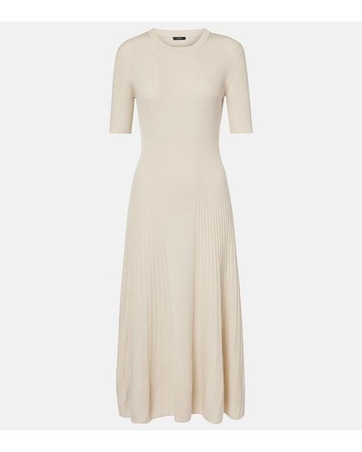 Joseph Natural Ribbed-Knit Wool Midi Dress