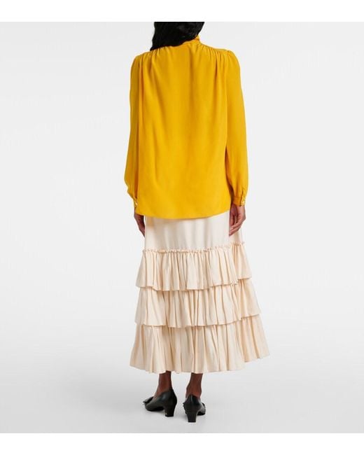 Valentino Yellow Crepe De Chine Shirt