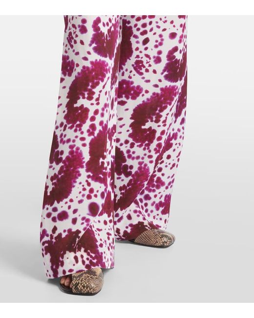 Dries Van Noten Purple Crepe Straight Pants