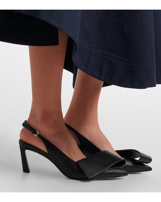 Givenchy Black Twisted Ribbon Leather Slingback Pumps