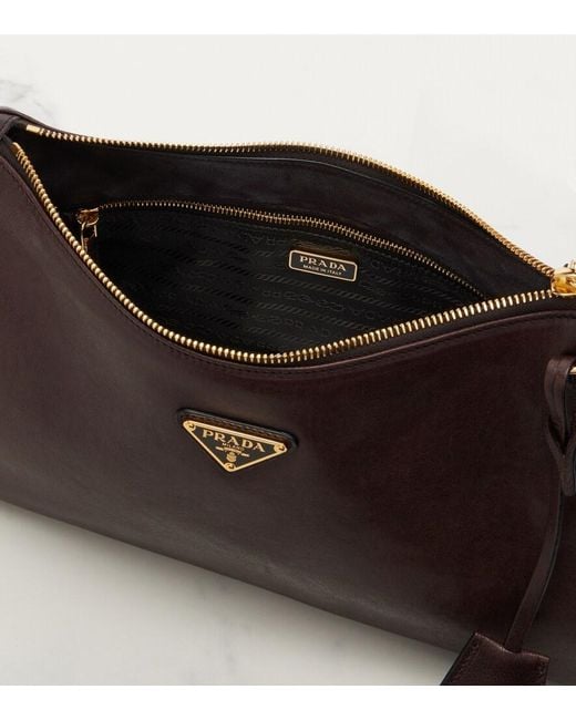 Prada Brown Aimee Large Leather Shoulder Bag