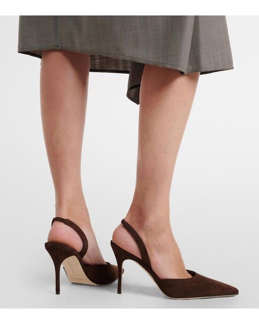 Manolo Blahnik Brown Borelapla Suede Slingback Pumps