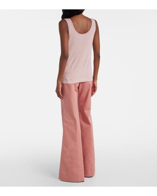 Chloé Pink Logo Ribbed-Knit Cotton Jersey Tank Top