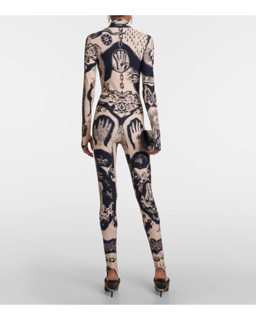 Jean Paul Gaultier Multicolor Tattoo Collection Printed Jersey Catsuit
