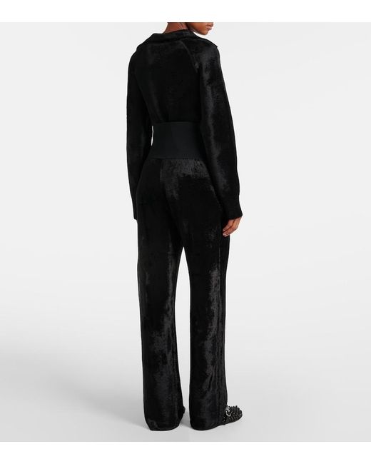 Alaïa Black Velvet Straight Pants