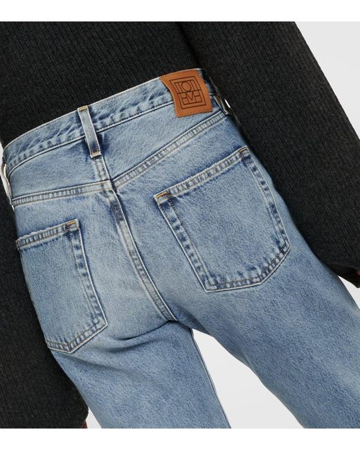 Totême  Blue Twisted Seam Mid-Rise Straight Jeans