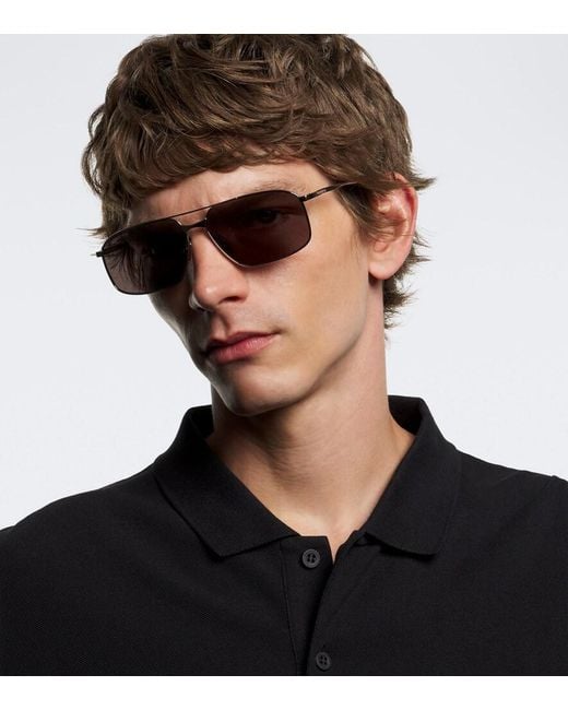 Balenciaga Brown Logo Navigator Sunglasses for men