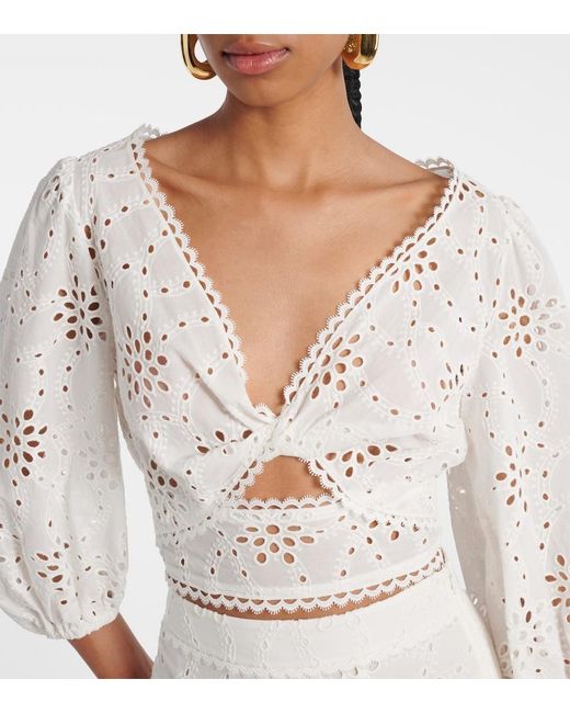 Alexandra Miro White Broderie Anglaise Cotton Crop Top