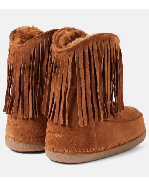 Bottines Apres-Ski Cowboy Fringes En Daim Inuikii en coloris Brown