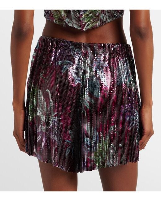 Rabanne Purple Printed Chainmail Shorts