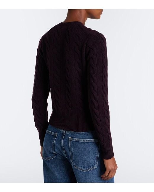 Polo Ralph Lauren Blue Cable-Knit Wool And Cashmere Cardigan