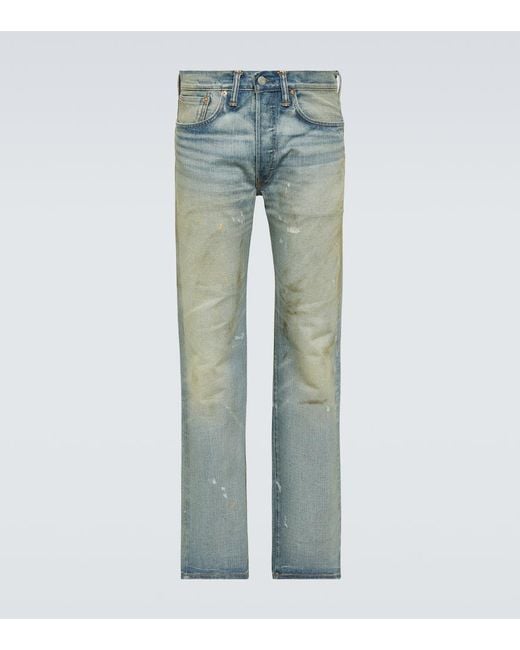 RRL Blue Mid-rise Straight Jeans for men