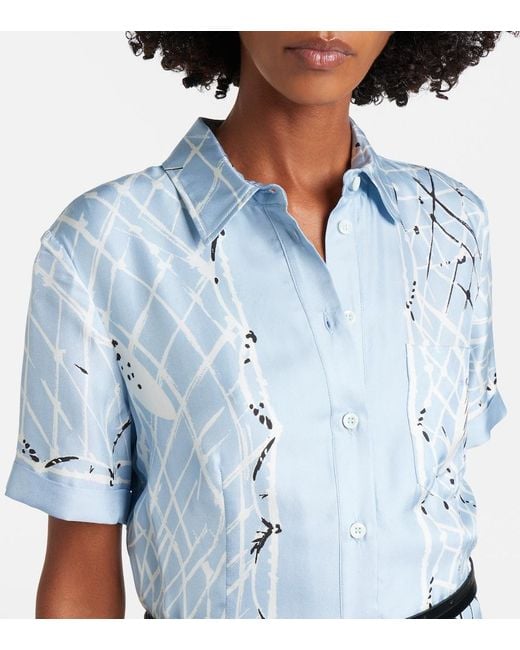 Altuzarra Blue Kiera Printed Silk Shirt Dress