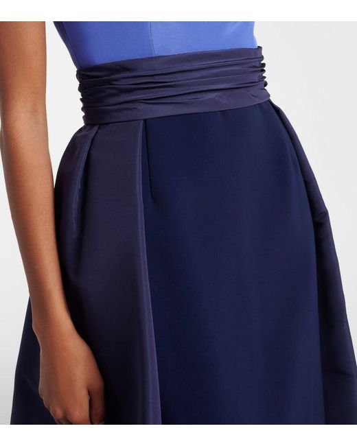 Carolina Herrera Blue Colorblocked Silk Faille Gown