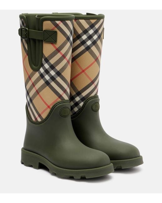 Bottes De Pluie Marsh Check Burberry en coloris Green