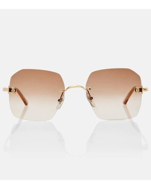 Occhiali Da Sole Squadrati Signature C di Cartier in Brown
