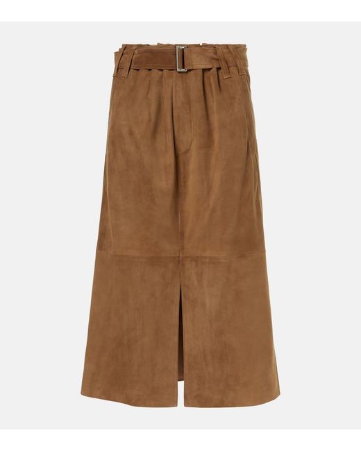 Brunello Cucinelli Brown Midirock Monili Aus Veloursleder